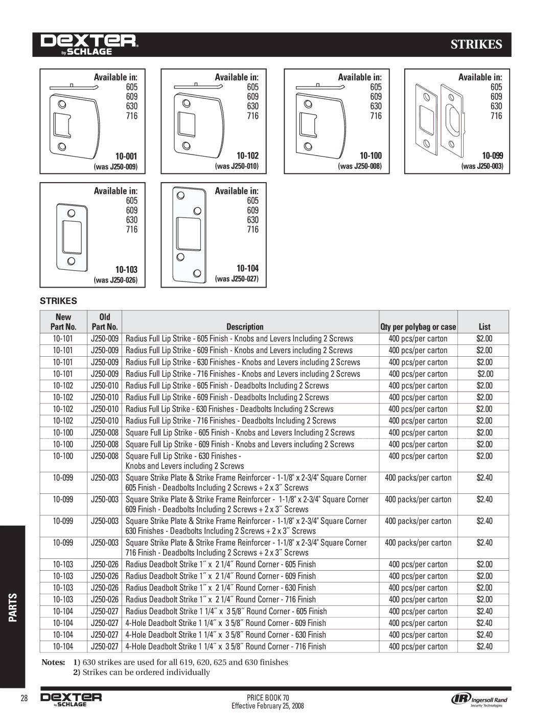 Schlage 70A manual New Old Description, Was J250-003 