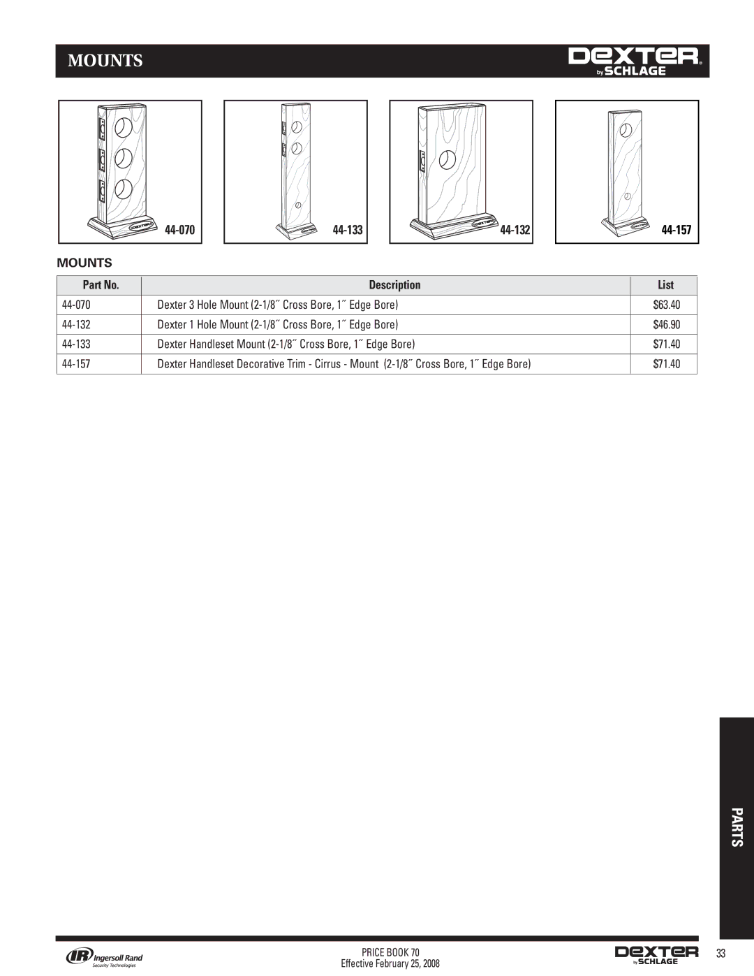 Schlage 70A manual Mounts 