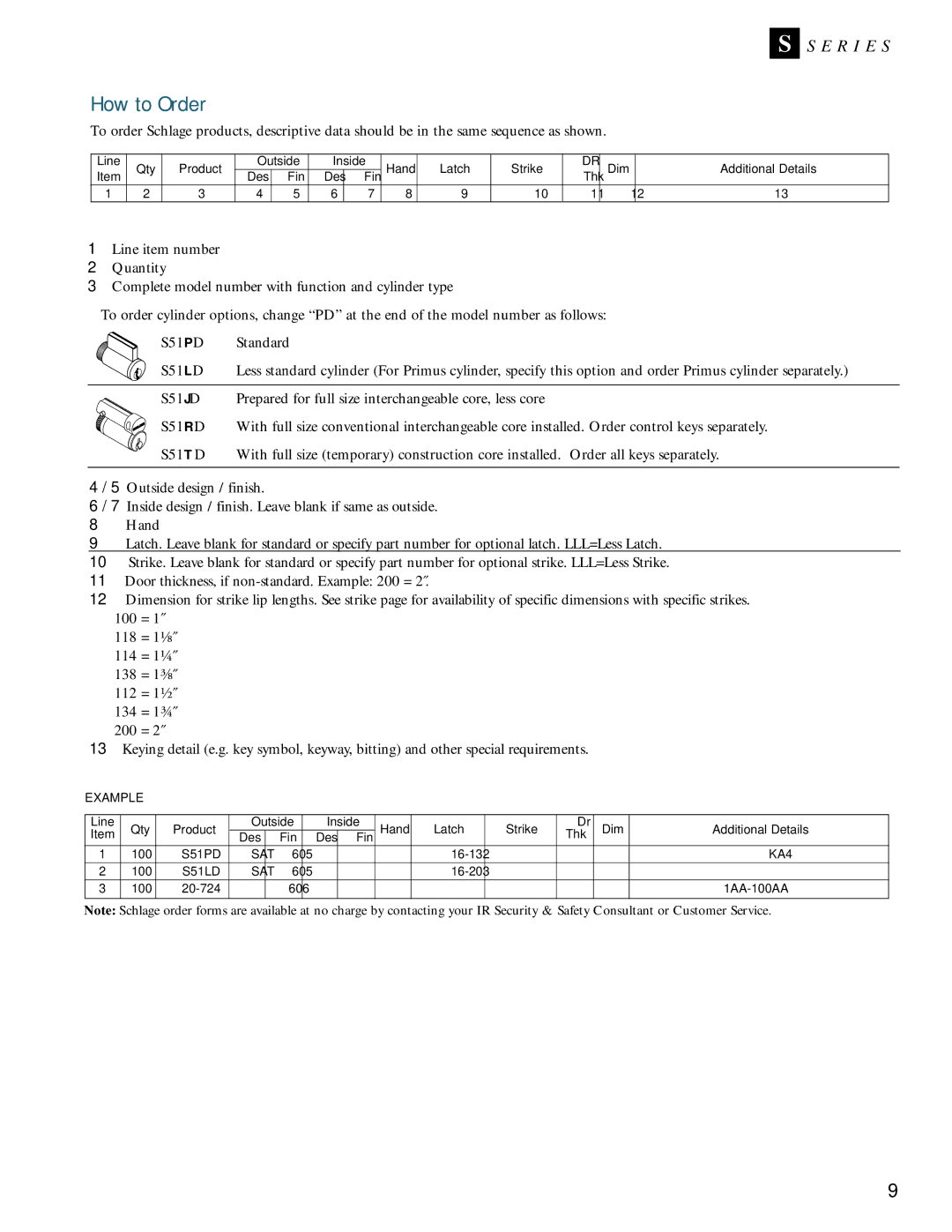 Schlage Door Locks manual How to Order 