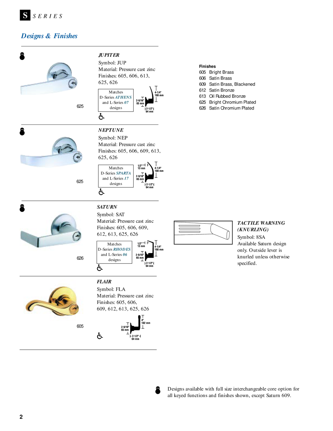 Schlage Door Locks manual Designs & Finishes 