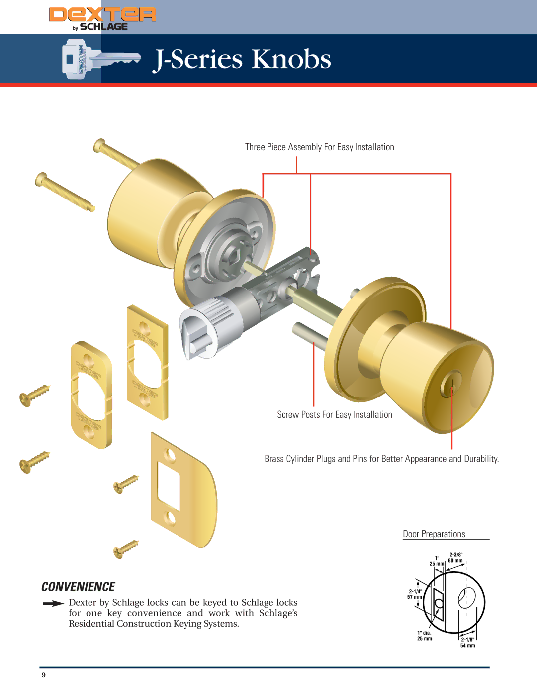 Schlage Residential Lock manual Series Knobs, Convenience 