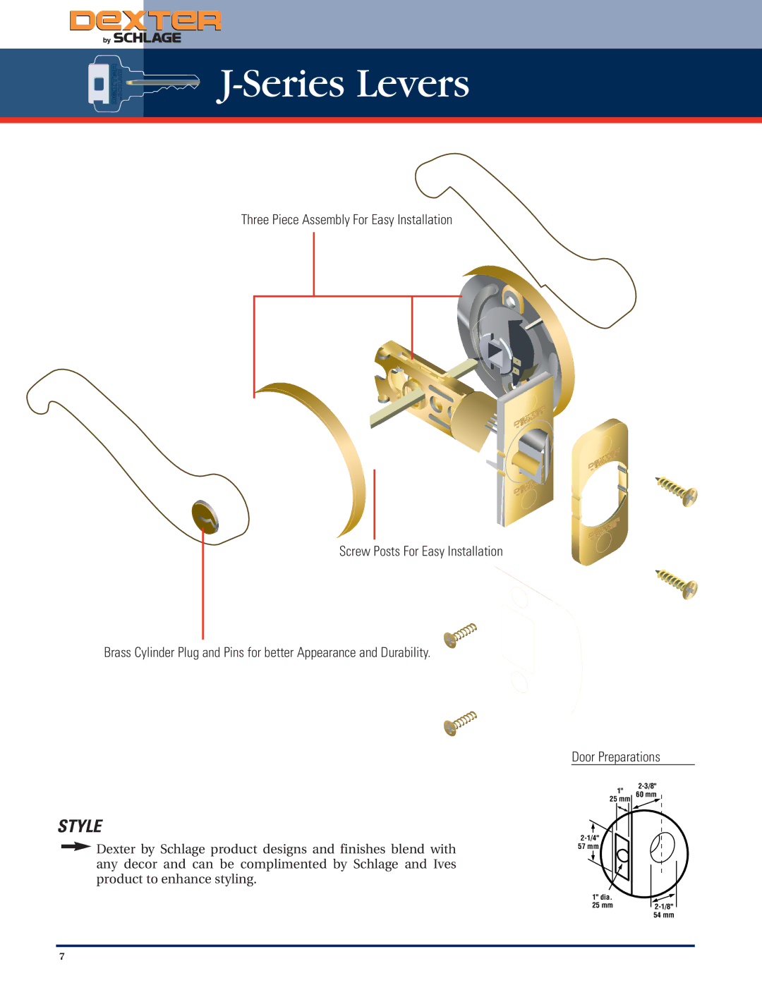 Schlage Residential Lock manual Series Levers, Style 