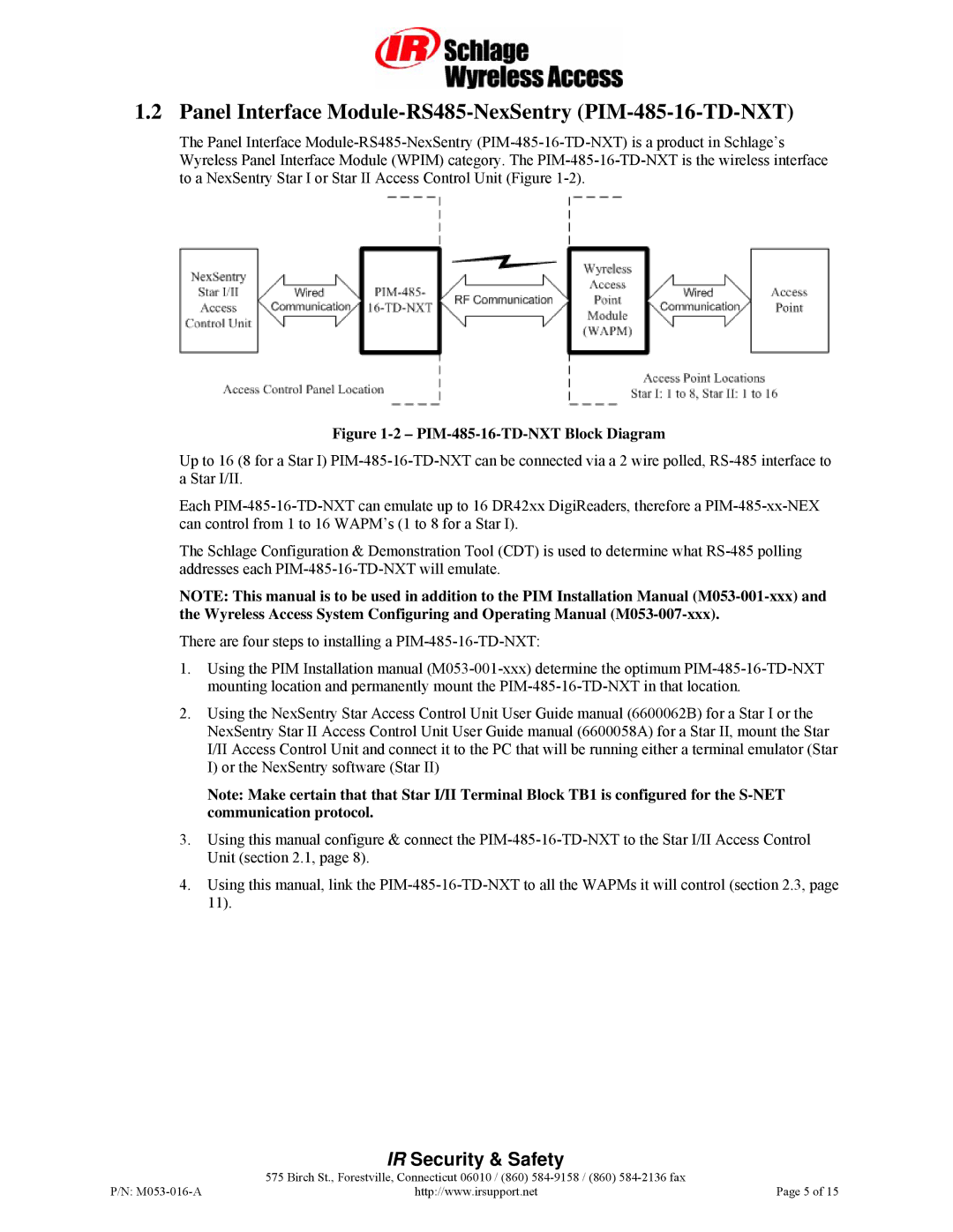 Schlage manual Panel Interface Module-RS485-NexSentry PIM-485-16-TD-NXT, PIM-485-16-TD-NXT Block Diagram 