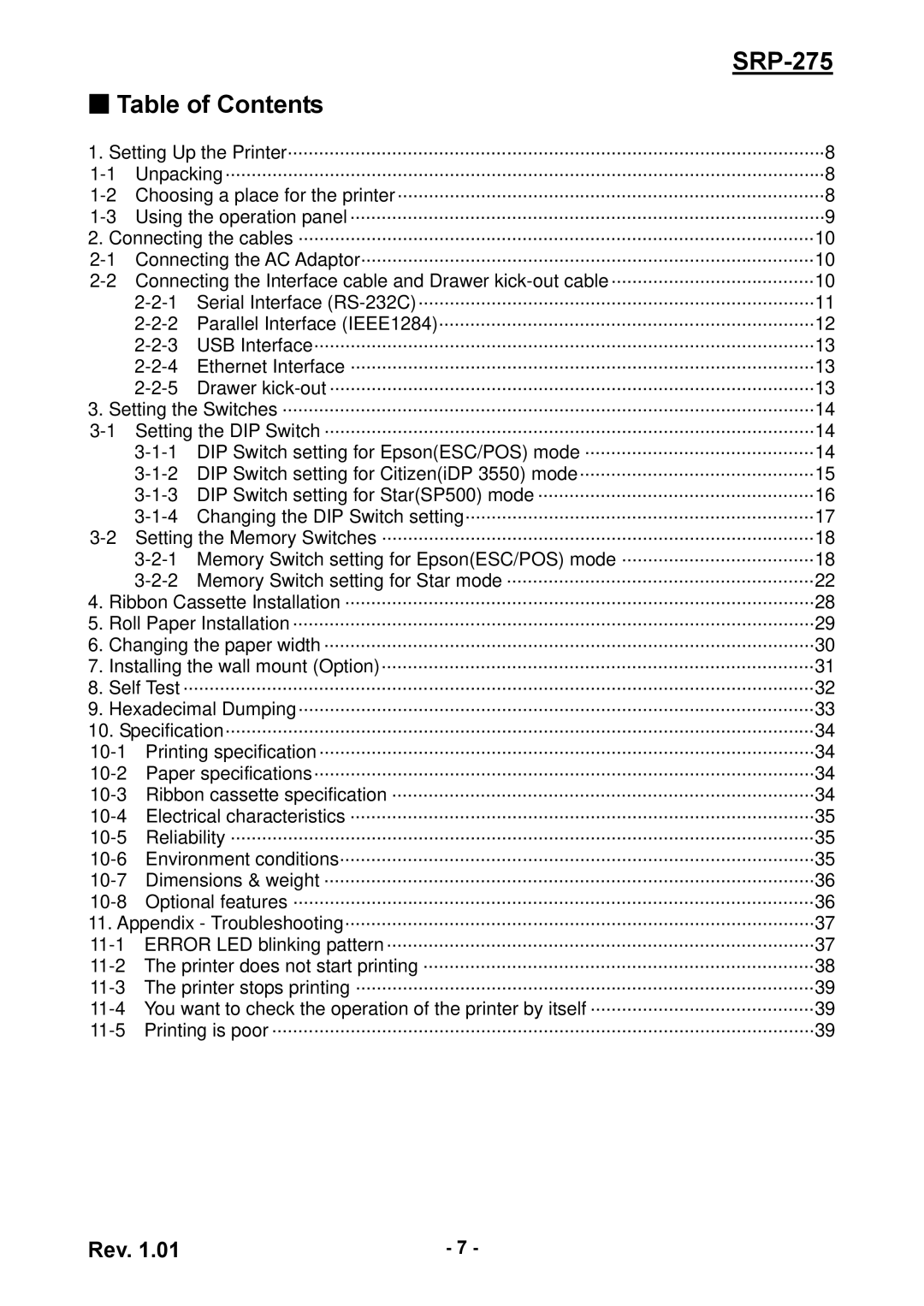 Schlage user manual SRP-275 Table of Contents 