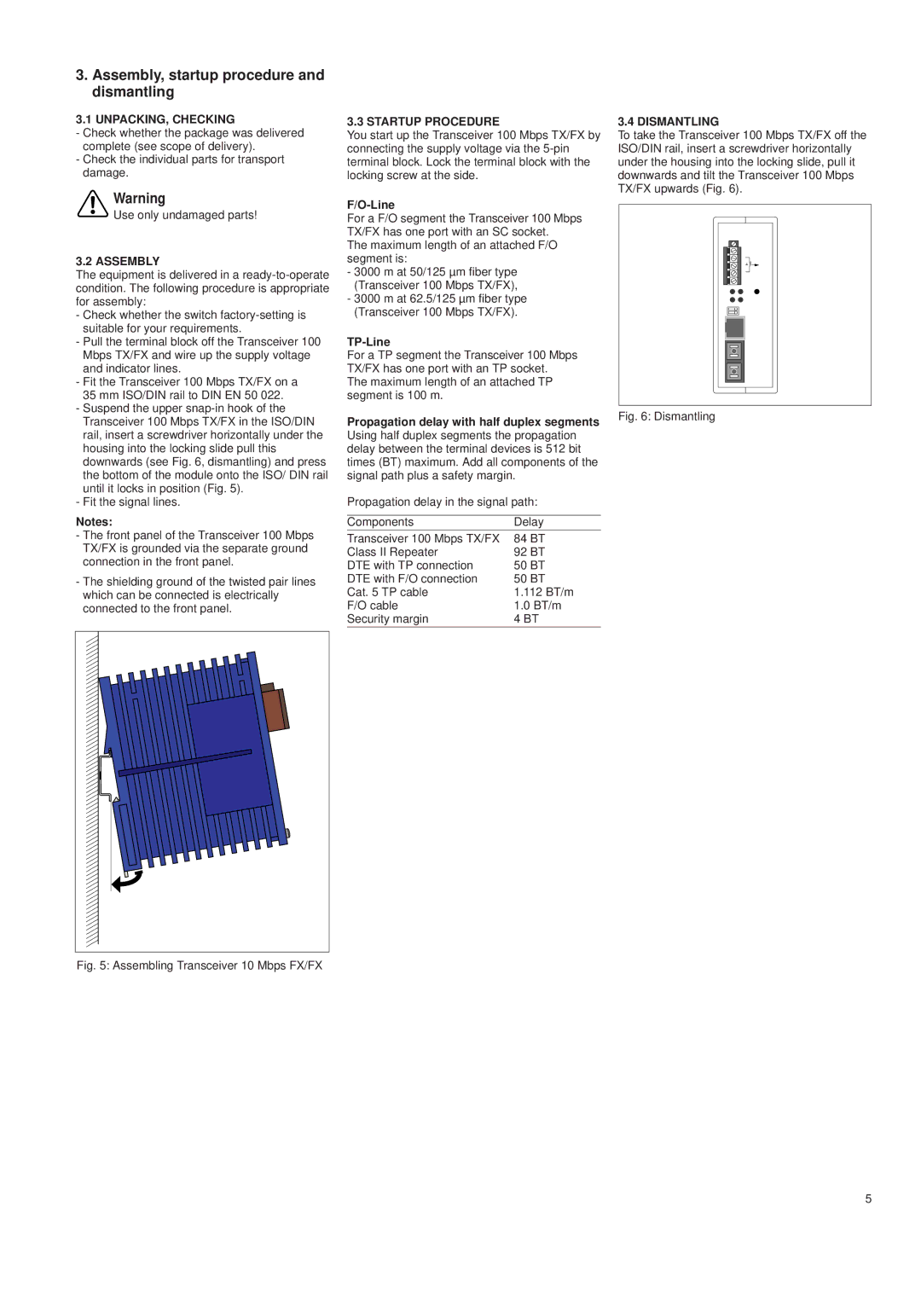 Schneider Electric 100BASE-FX Assembly, startup procedure and dismantling, UNPACKING, Checking, Startup Procedure 