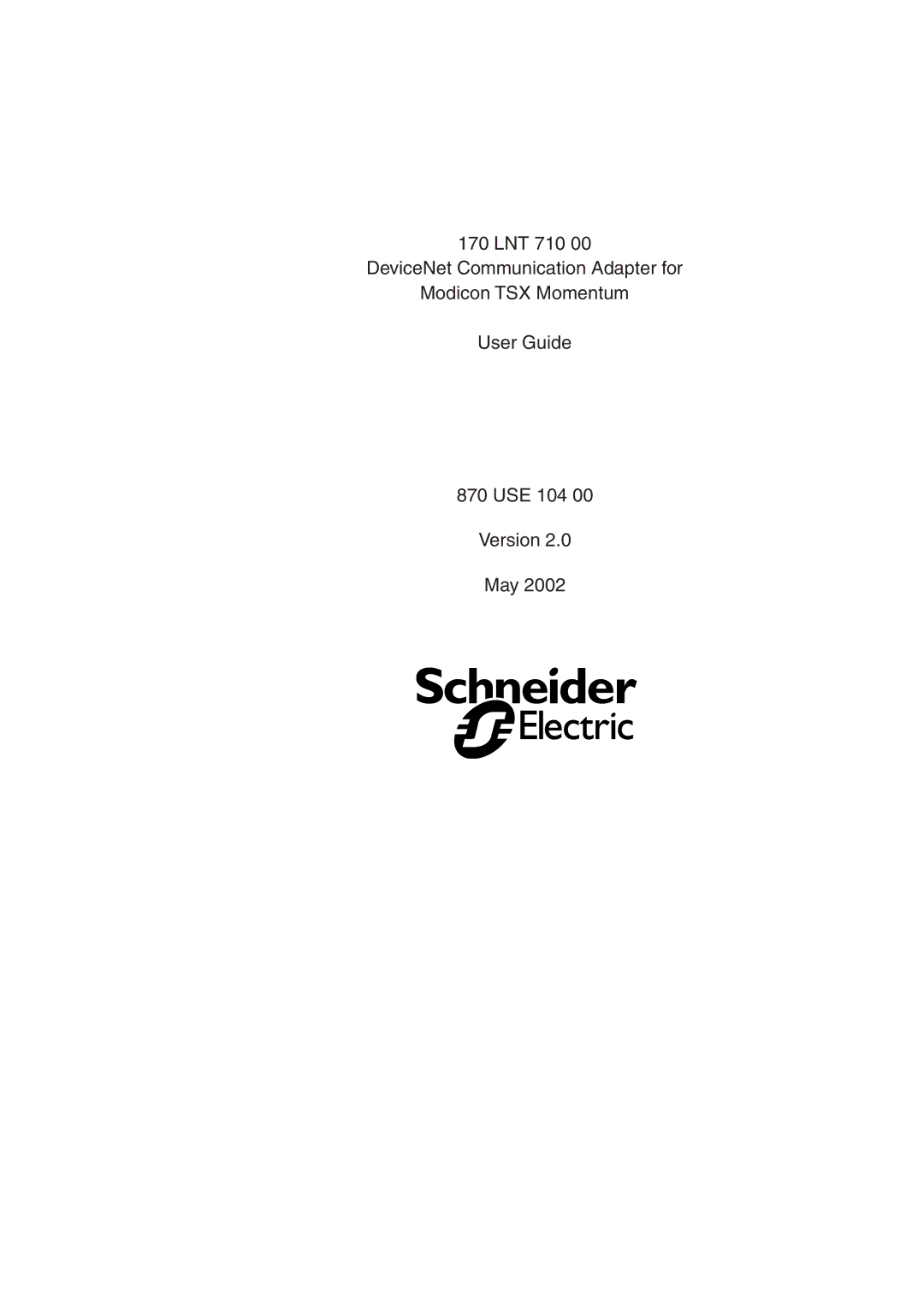 Schneider Electric 170 LNT 710 00 manual 