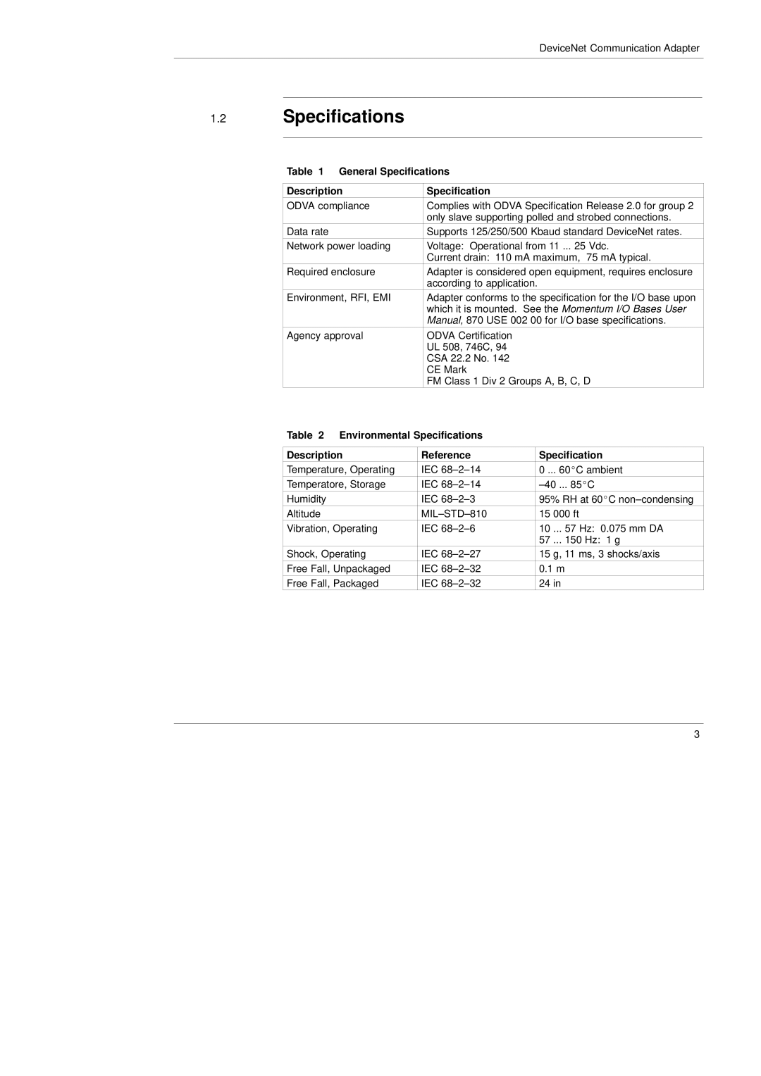 Schneider Electric 170 LNT 710 00 manual General Specifications Description 