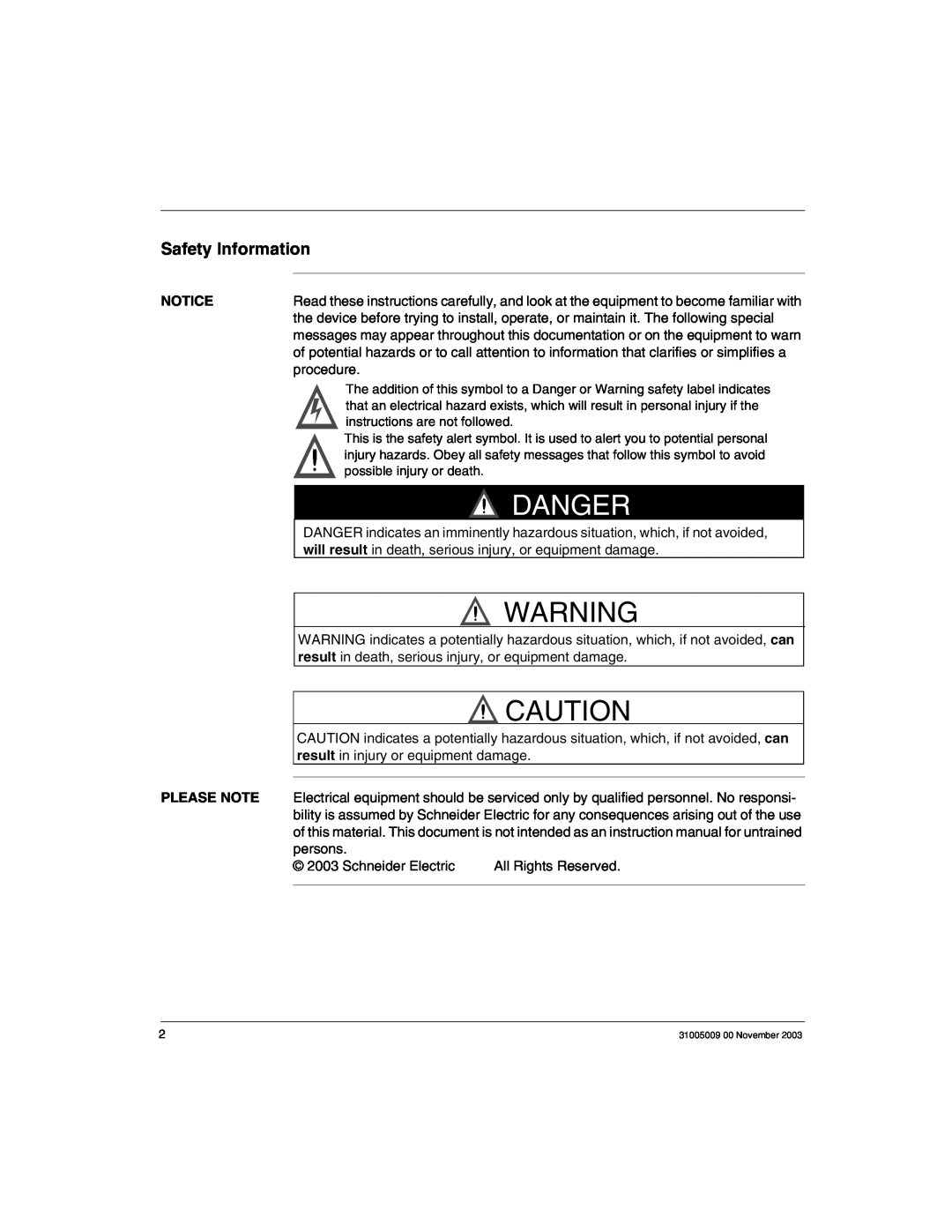 Schneider Electric 170AMM11030 manual Safety Information, Please Note, Danger 