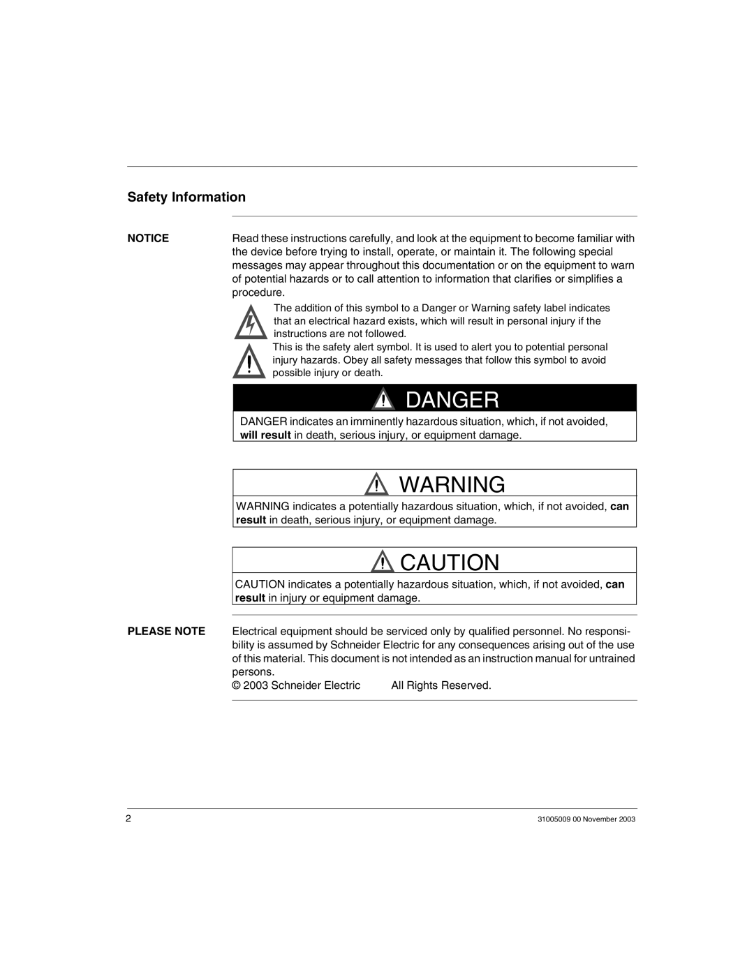 Schneider Electric 170AMM11030 manual Safety Information 