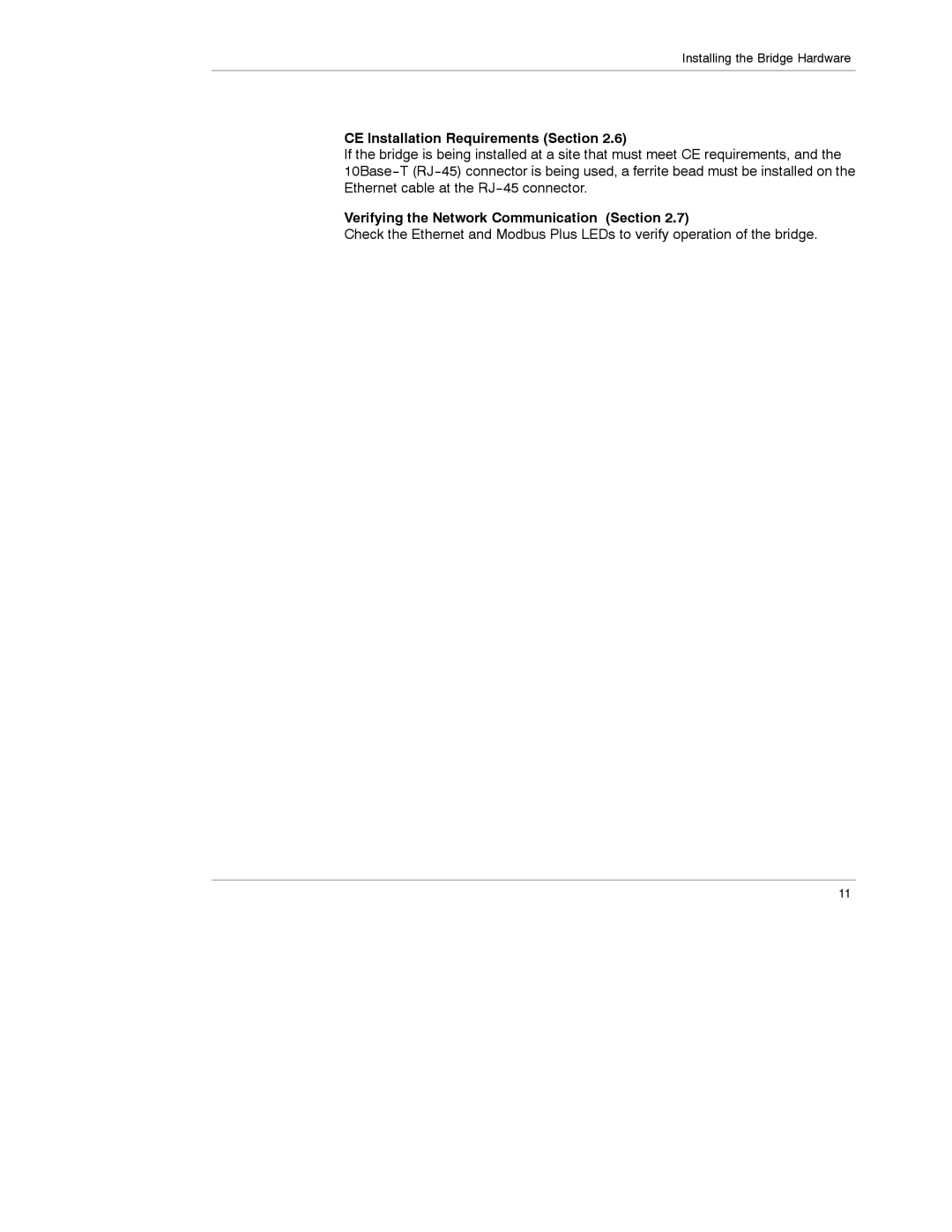 Schneider Electric 174 CEV manual CE Installation Requirements Section, Verifying the Network Communication Section 