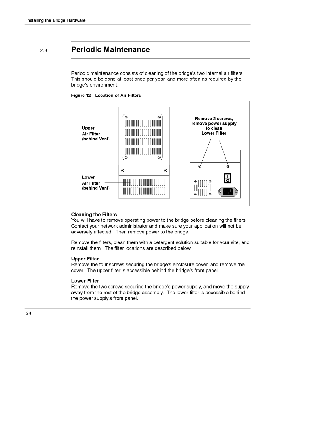 Schneider Electric 174 CEV manual Periodic Maintenance, Cleaning the Filters, Upper Filter, Lower Filter 