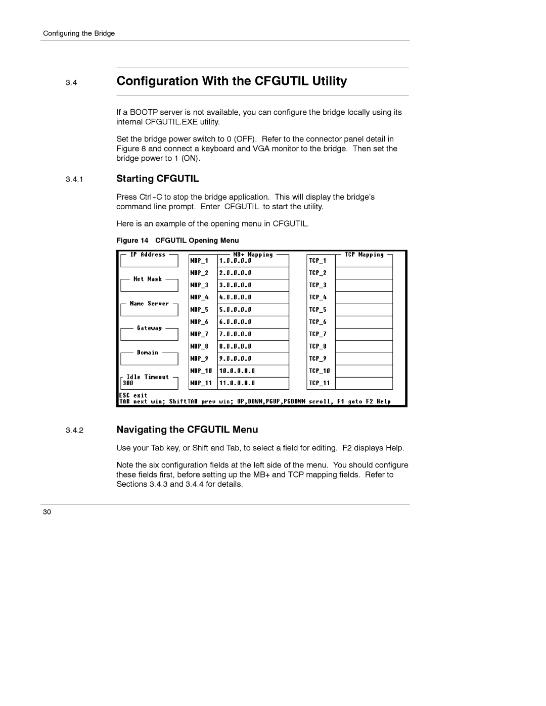 Schneider Electric 174 CEV manual Configuration With the Cfgutil Utility, Starting Cfgutil, Navigating the Cfgutil Menu 