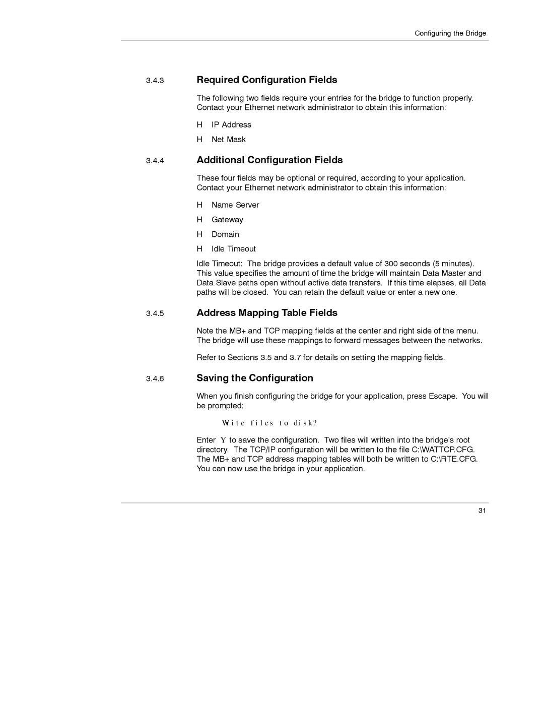 Schneider Electric 174 CEV Required Configuration Fields, Additional Configuration Fields, Address Mapping Table Fields 