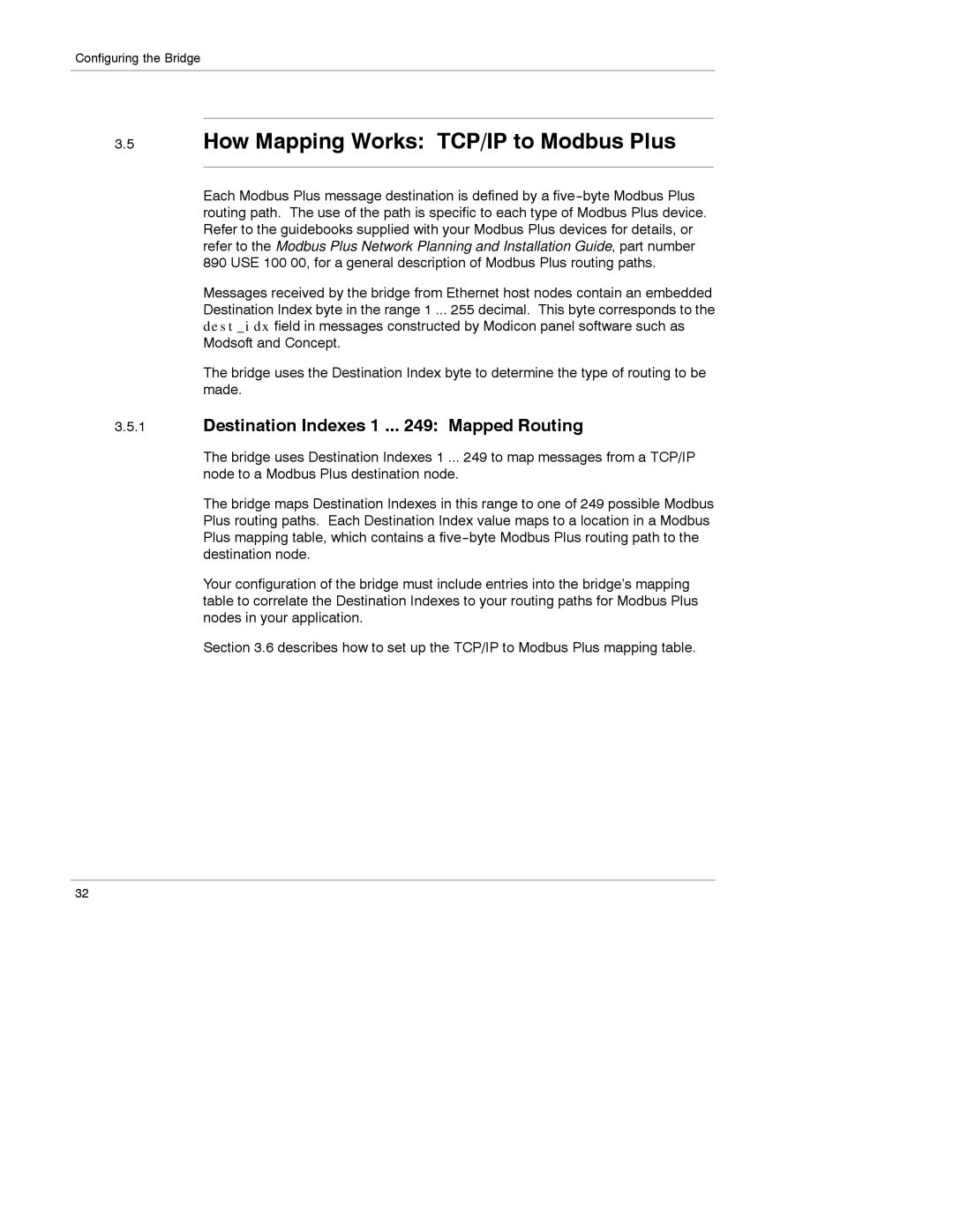 Schneider Electric 174 CEV manual How Mapping Works TCP/IP to Modbus Plus, Destination Indexes 1 .. Mapped Routing 