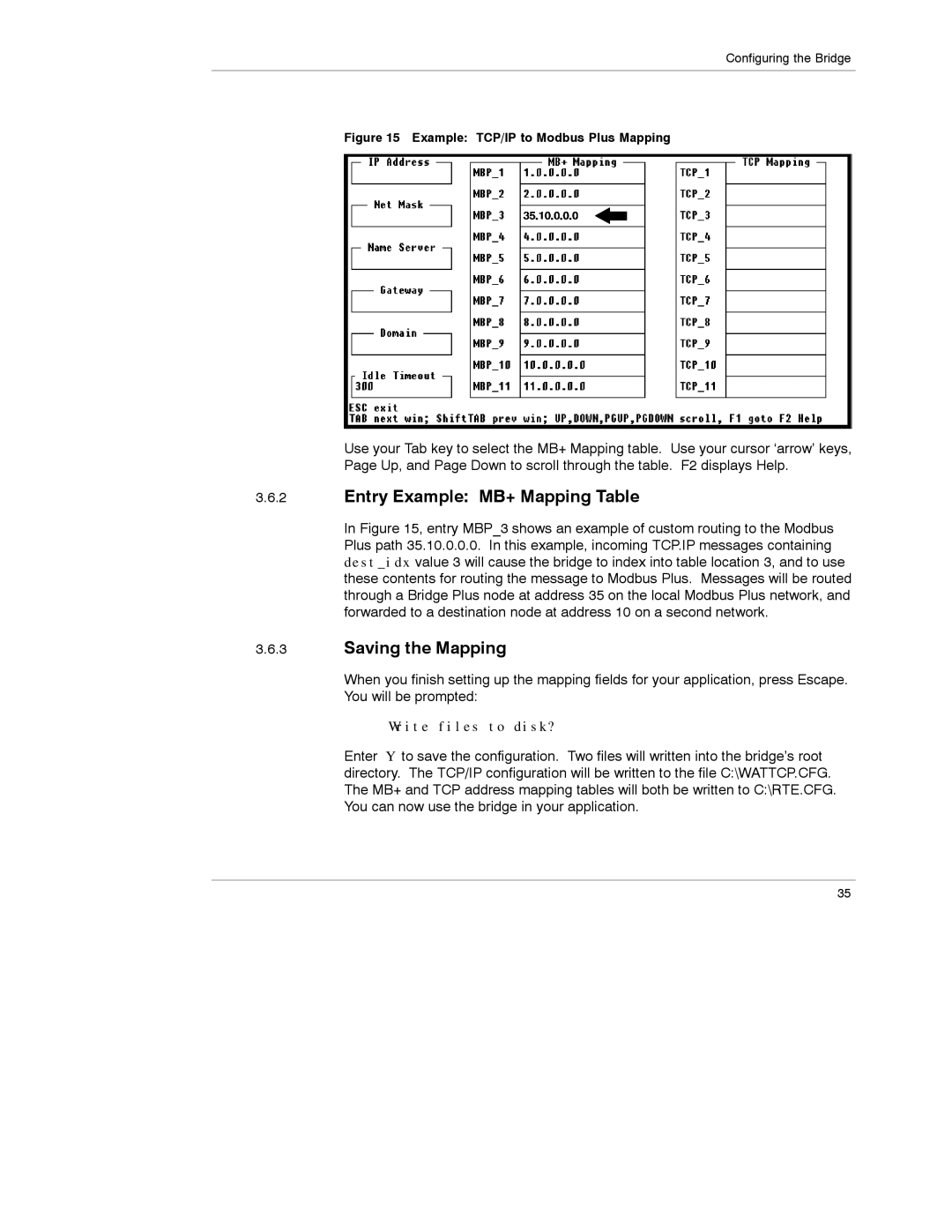 Schneider Electric 174 CEV manual Entry Example MB+ Mapping Table, Saving the Mapping 