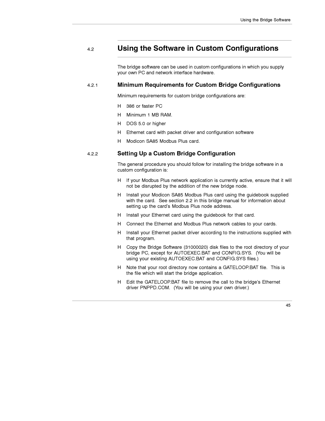 Schneider Electric 174 CEV manual Using the Software in Custom Configurations, Setting Up a Custom Bridge Configuration 