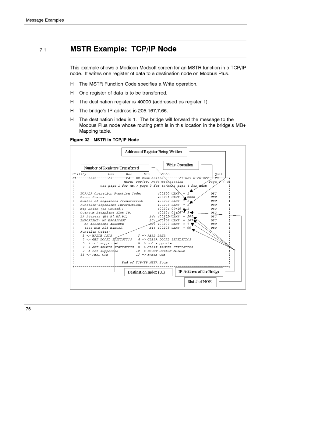 Schneider Electric 174 CEV manual Mstr Example TCP/IP Node, Mstr in TCP/IP Node 