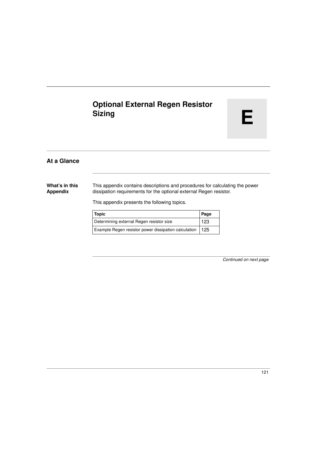 Schneider Electric 17S Series manual Optional External Regen Resistor Sizing, This appendix presents the following topics 