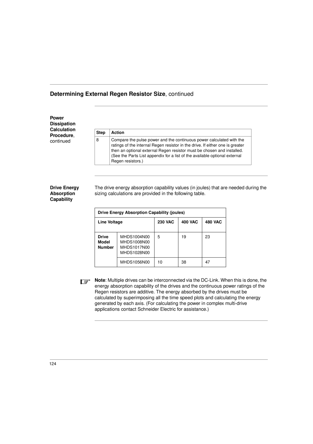 Schneider Electric 17S Series manual Determining External Regen Resistor Size, Number 