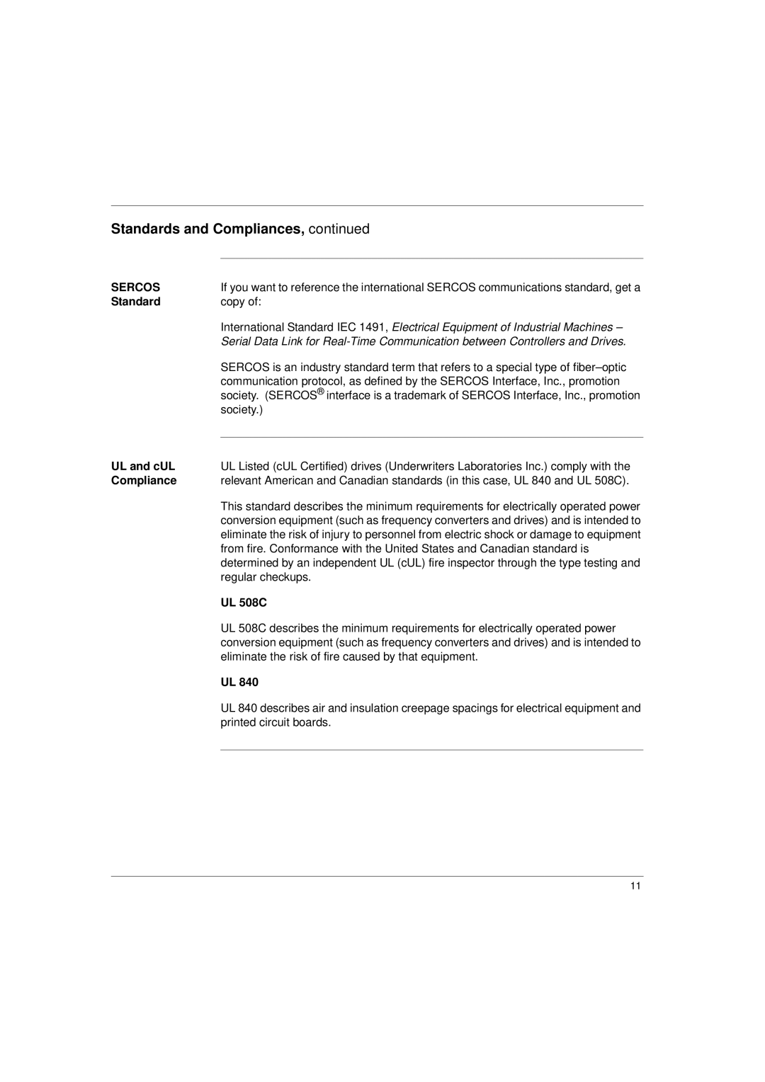 Schneider Electric 17S Series manual Standard, UL and cUL, UL 508C 