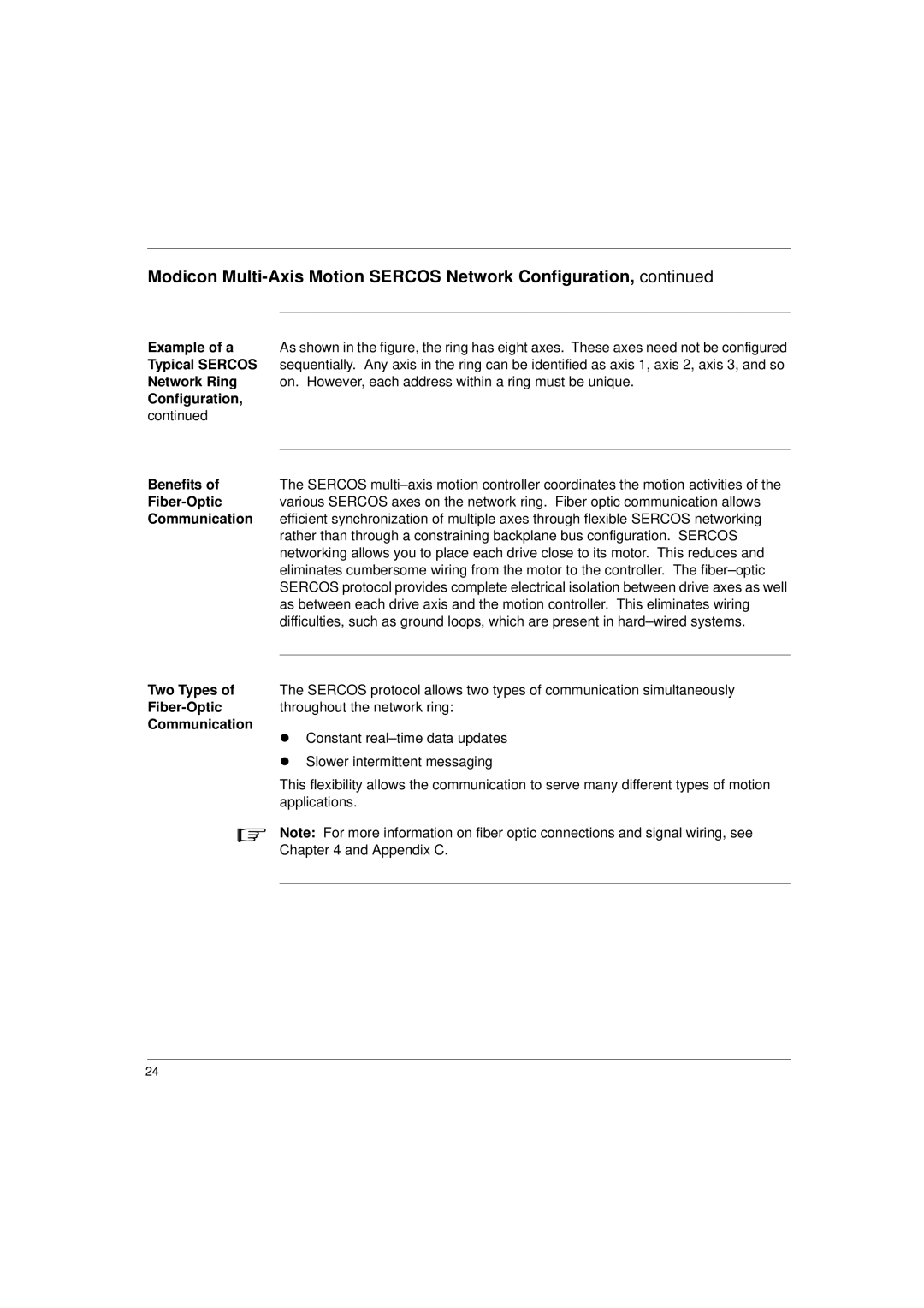 Schneider Electric 17S Series Example of a, Network Ring, Configuration Benefits, Fiber-Optic, Communication, Two Types 