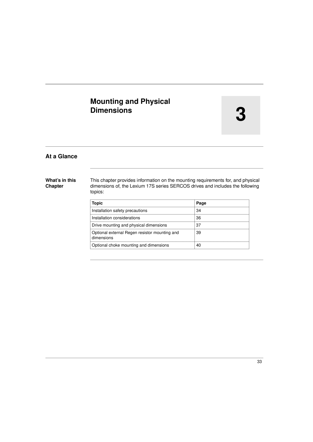 Schneider Electric 17S Series manual Mounting and Physical Dimensions, At a Glance 