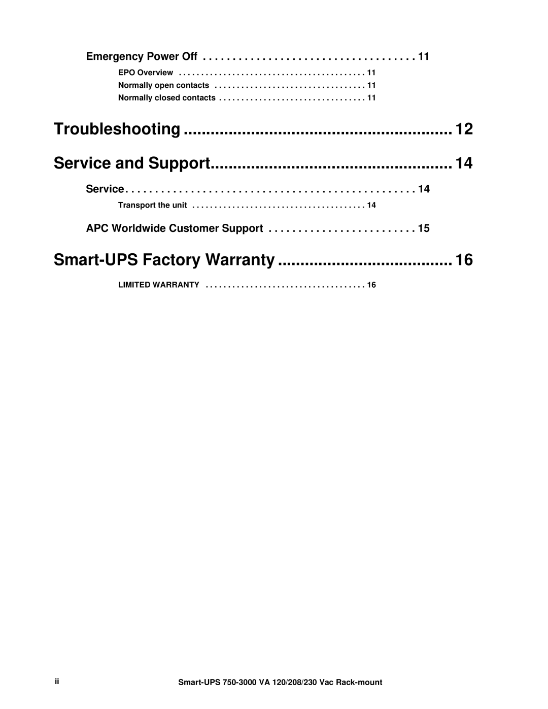 Schneider Electric 230 VAC, 120, 208 operation manual Smart-UPS Factory Warranty 