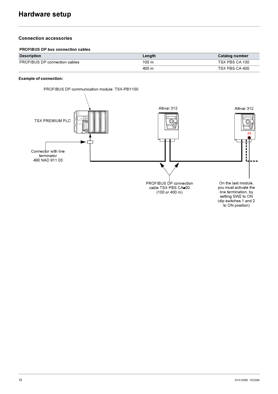 Schneider Electric 312 manual Connection accessories, Example of connection 