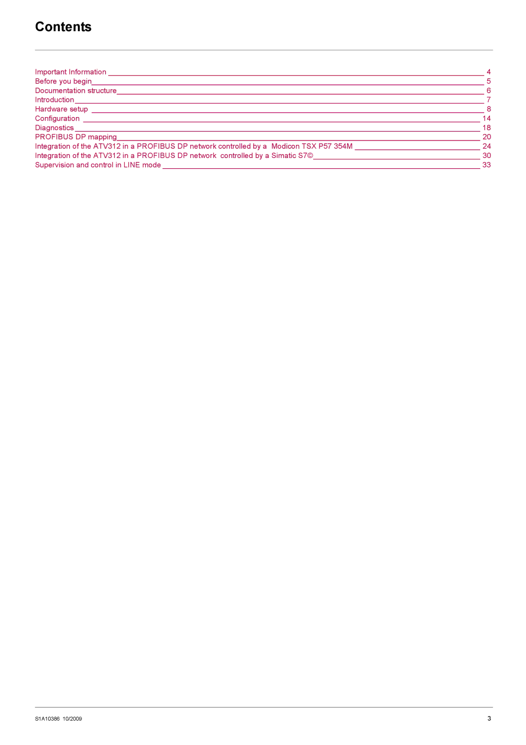 Schneider Electric 312 manual Contents 