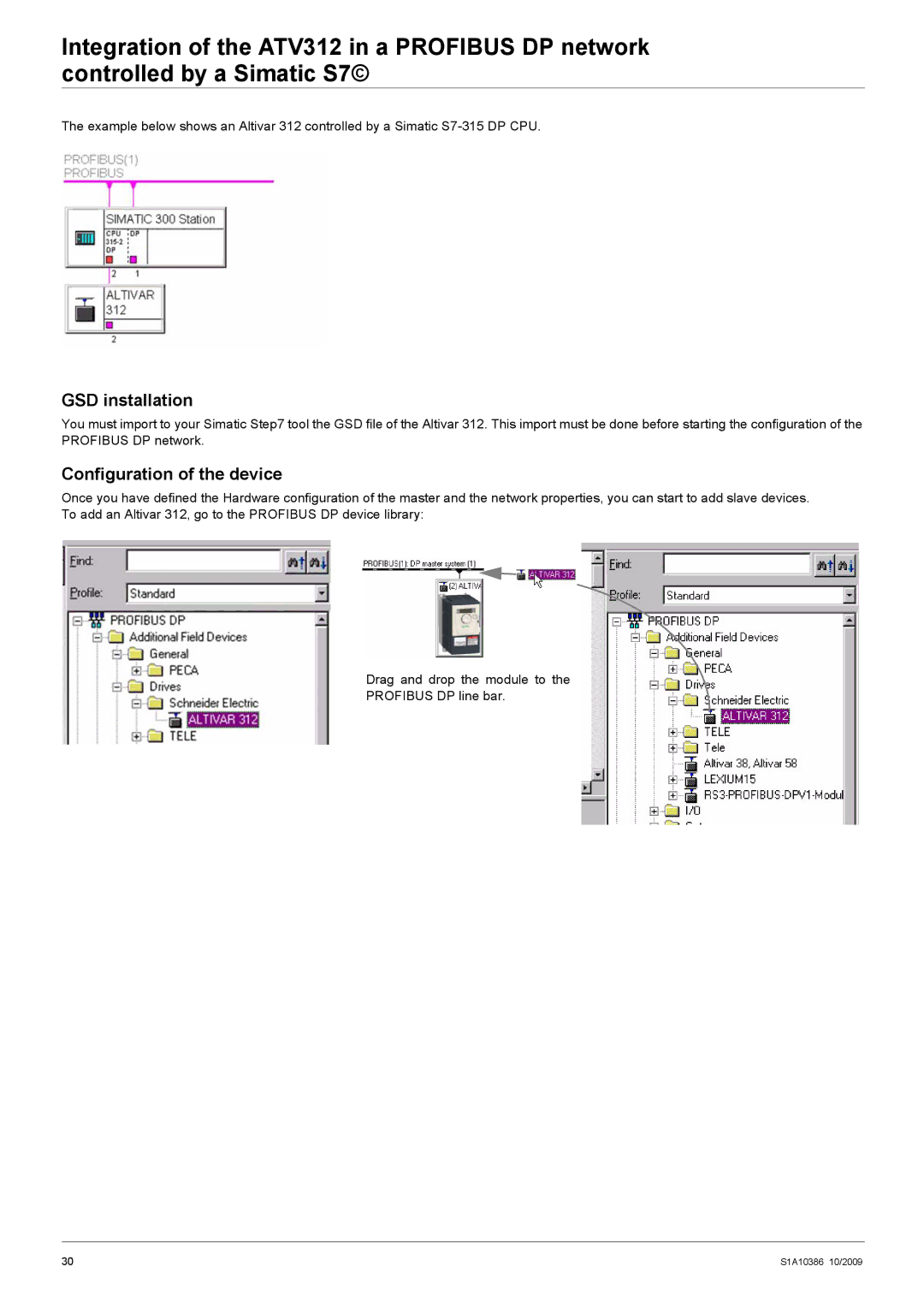 Schneider Electric 312 manual GSD installation, Configuration of the device 