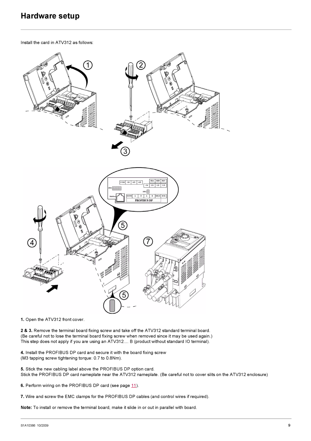 Schneider Electric 312 manual Hardware setup 