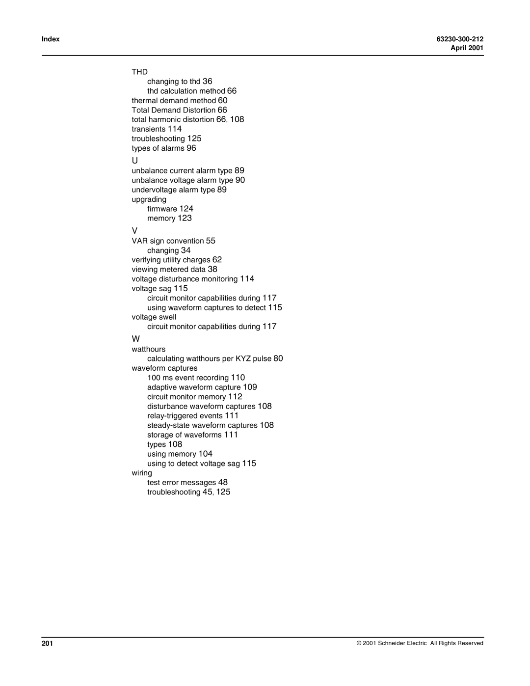 Schneider Electric 4000 manual Index 63230-300-212 April, 201 