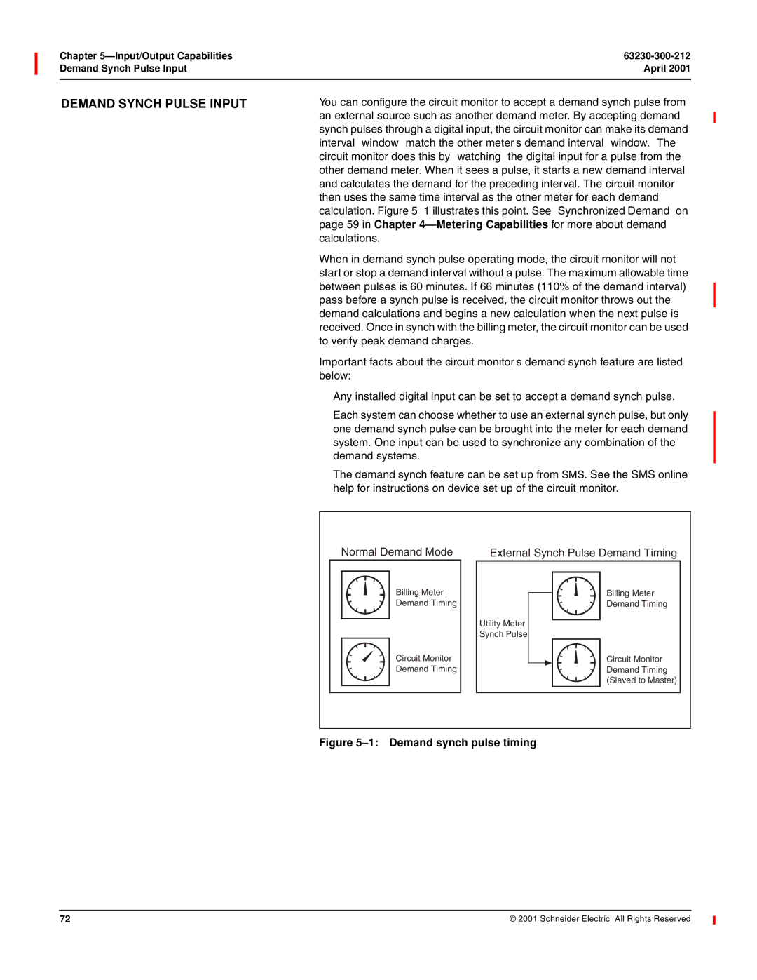 Schneider Electric 4000 Demand Synch Pulse Input, in -Metering Capabilities for more about demand, Calculations, Below 