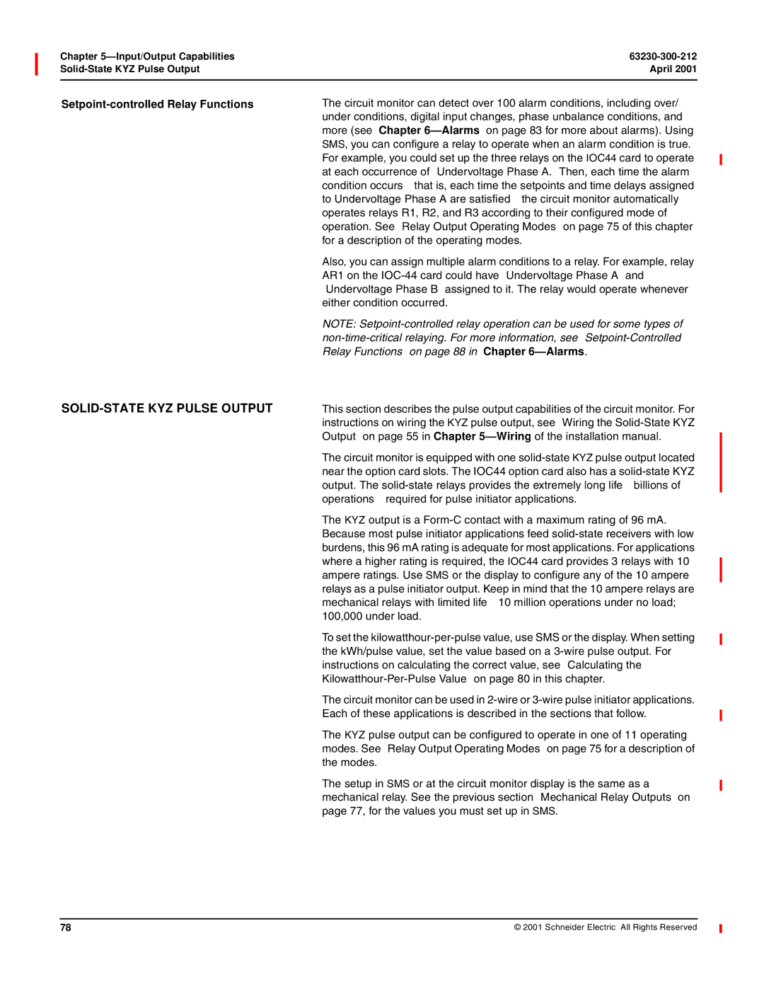 Schneider Electric 4000 manual SOLID-STATE KYZ Pulse Output, Setpoint-controlled Relay Functions 