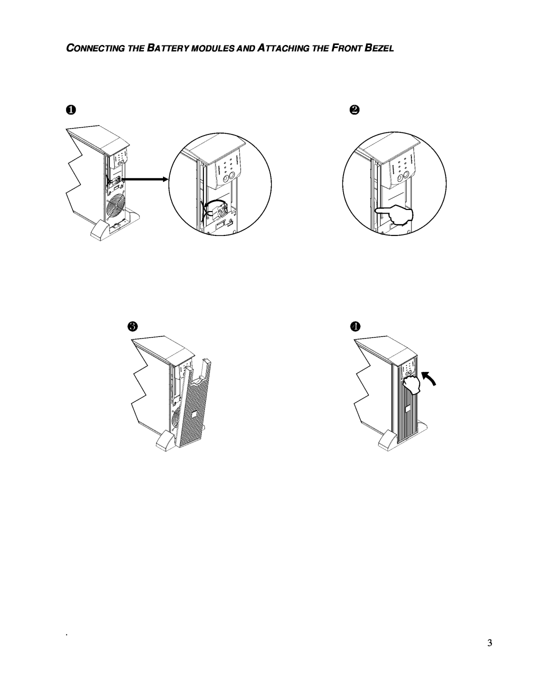 Schneider Electric 3000, 5000 user manual Connecting The Battery Modules And Attaching The Front Bezel 