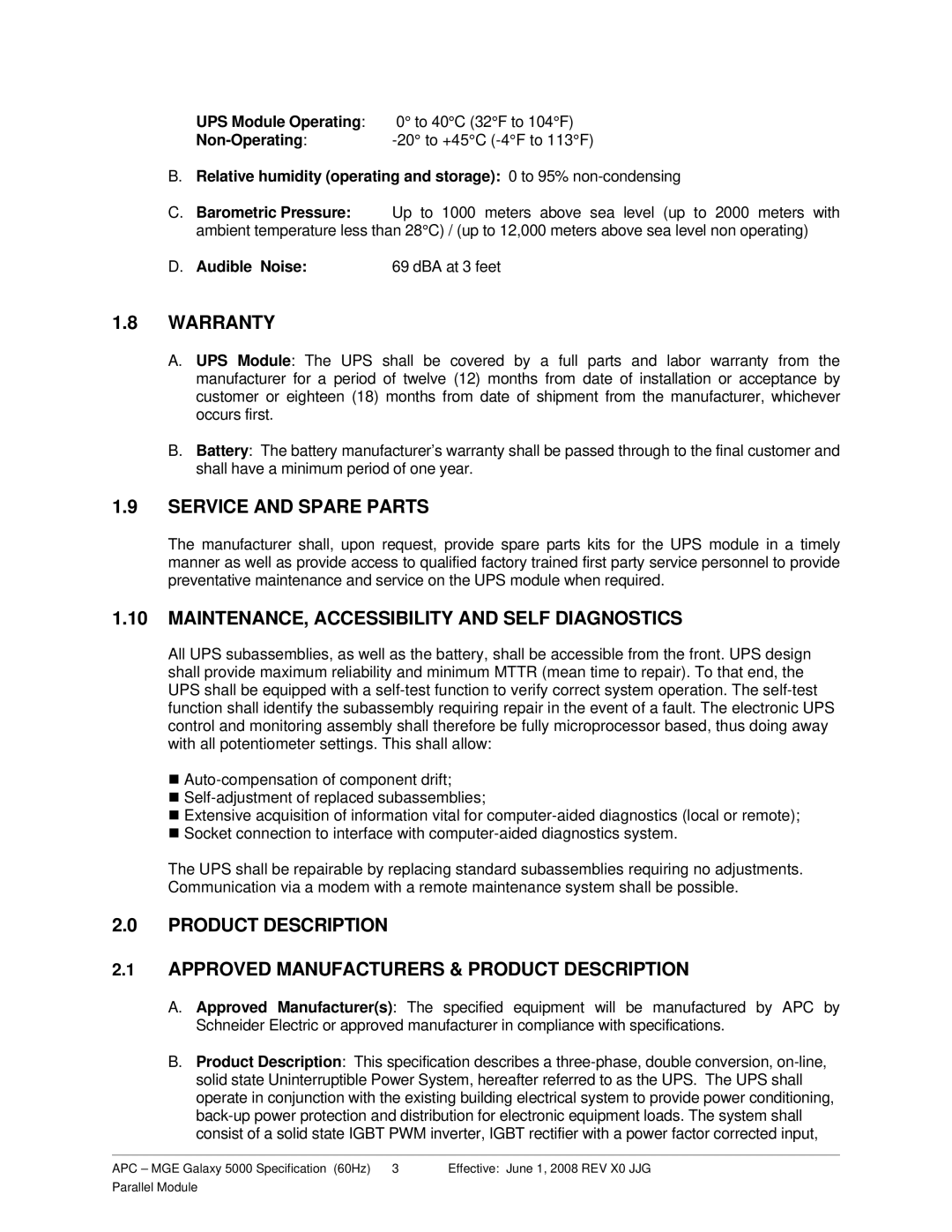 Schneider Electric 5000 specifications Warranty, Service and Spare Parts, MAINTENANCE, Accessibility and Self Diagnostics 