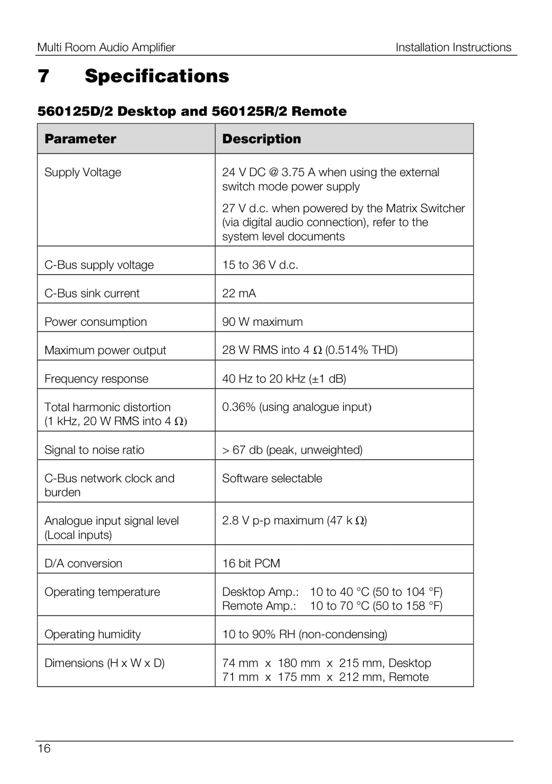 Schneider Electric 560110R Specifications, 560125D/2 Desktop and 560125R/2 Remote, Parameter Description 