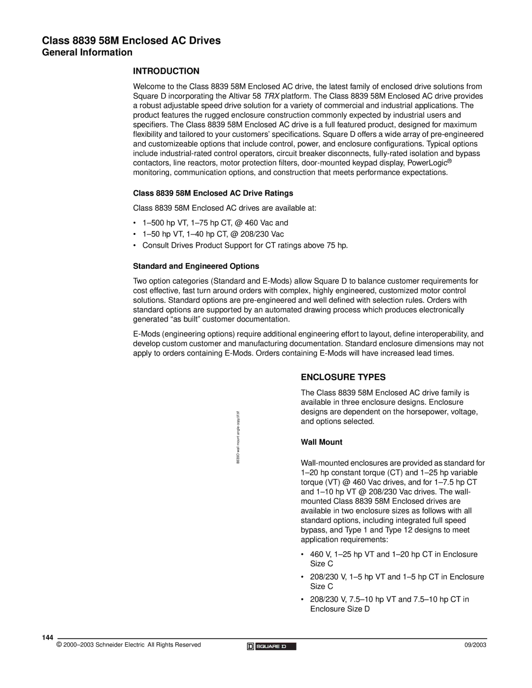 Schneider Electric 58 TRX manual General Information, Introduction, Enclosure Types 