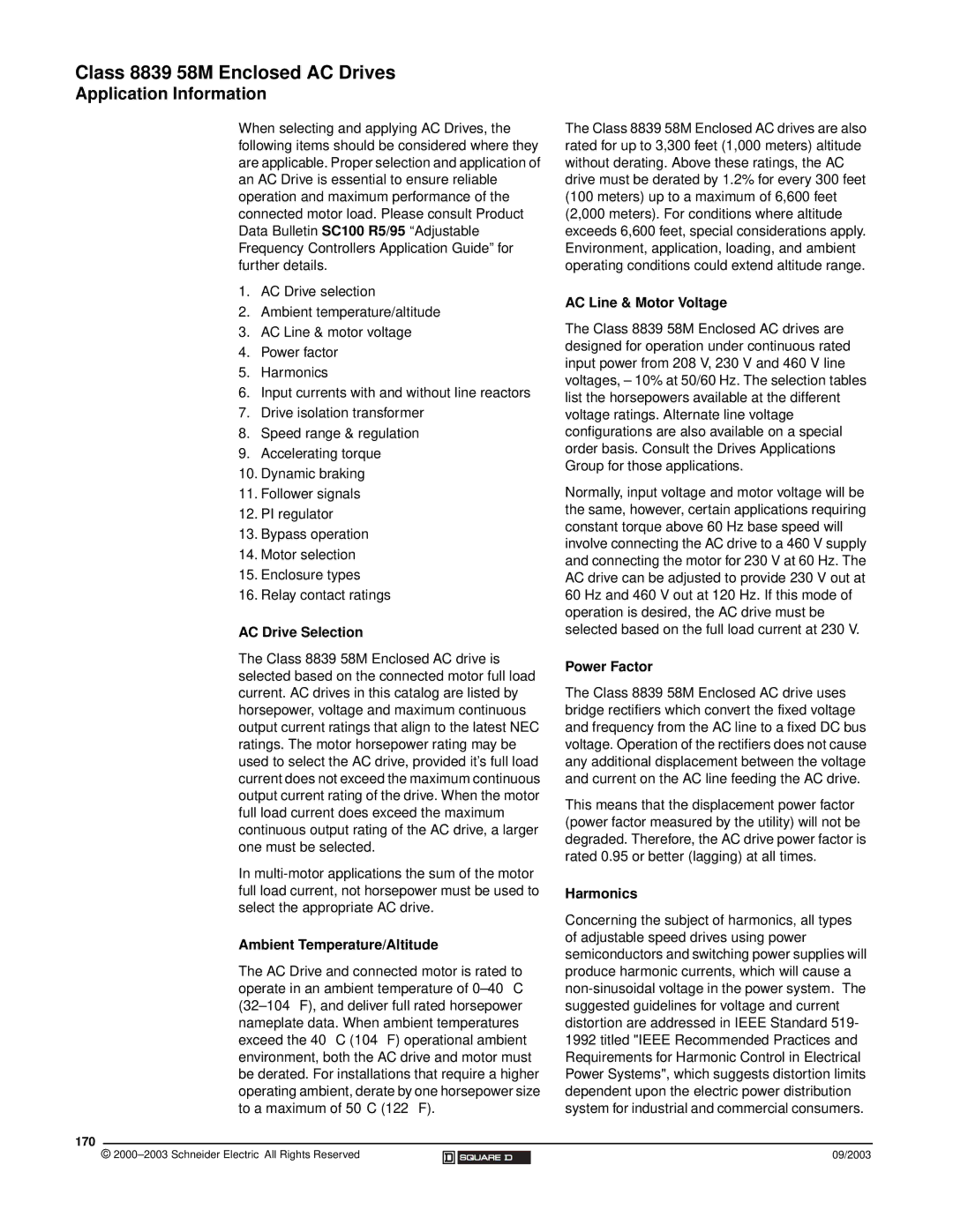 Schneider Electric 58 TRX manual Application Information 