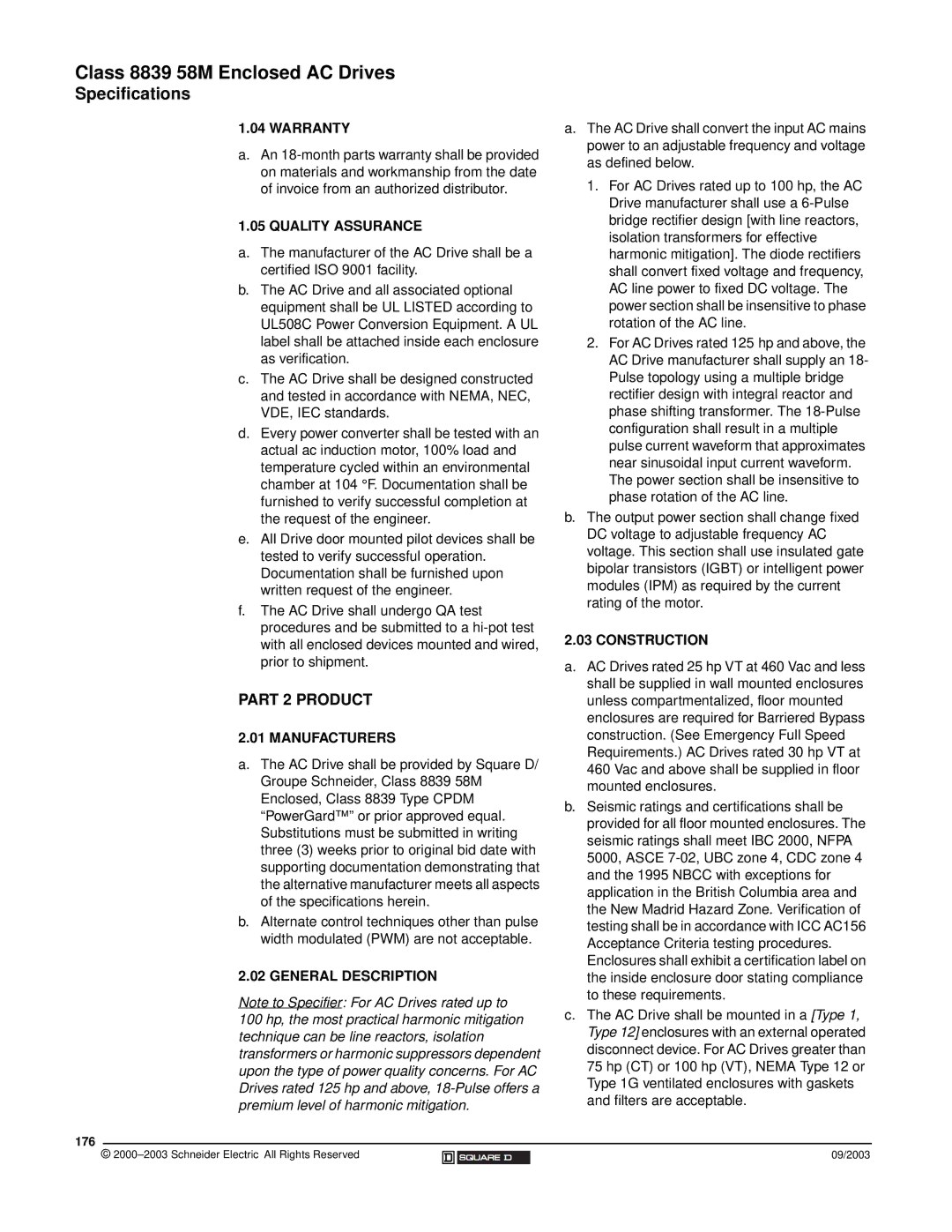 Schneider Electric 58 TRX manual Part 2 Product 