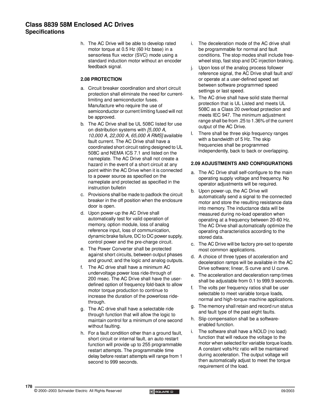 Schneider Electric 58 TRX manual Protection, Adjustments and Configurations, 178 