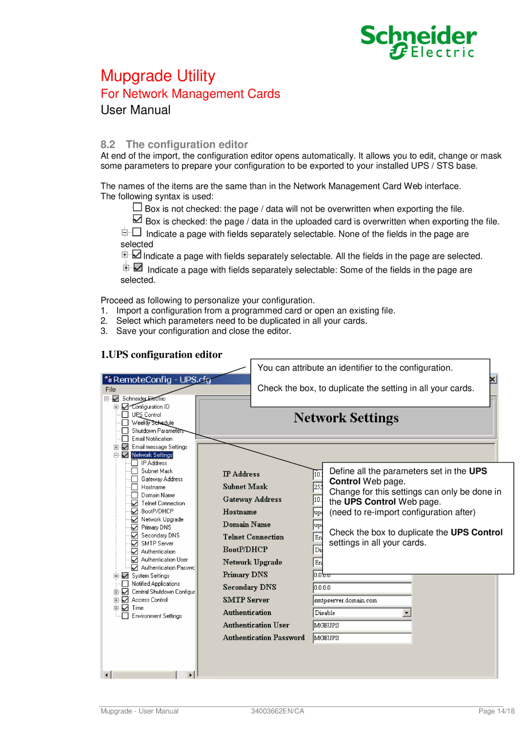 Schneider Electric 66074 user manual Configuration editor, UPS configuration editor 