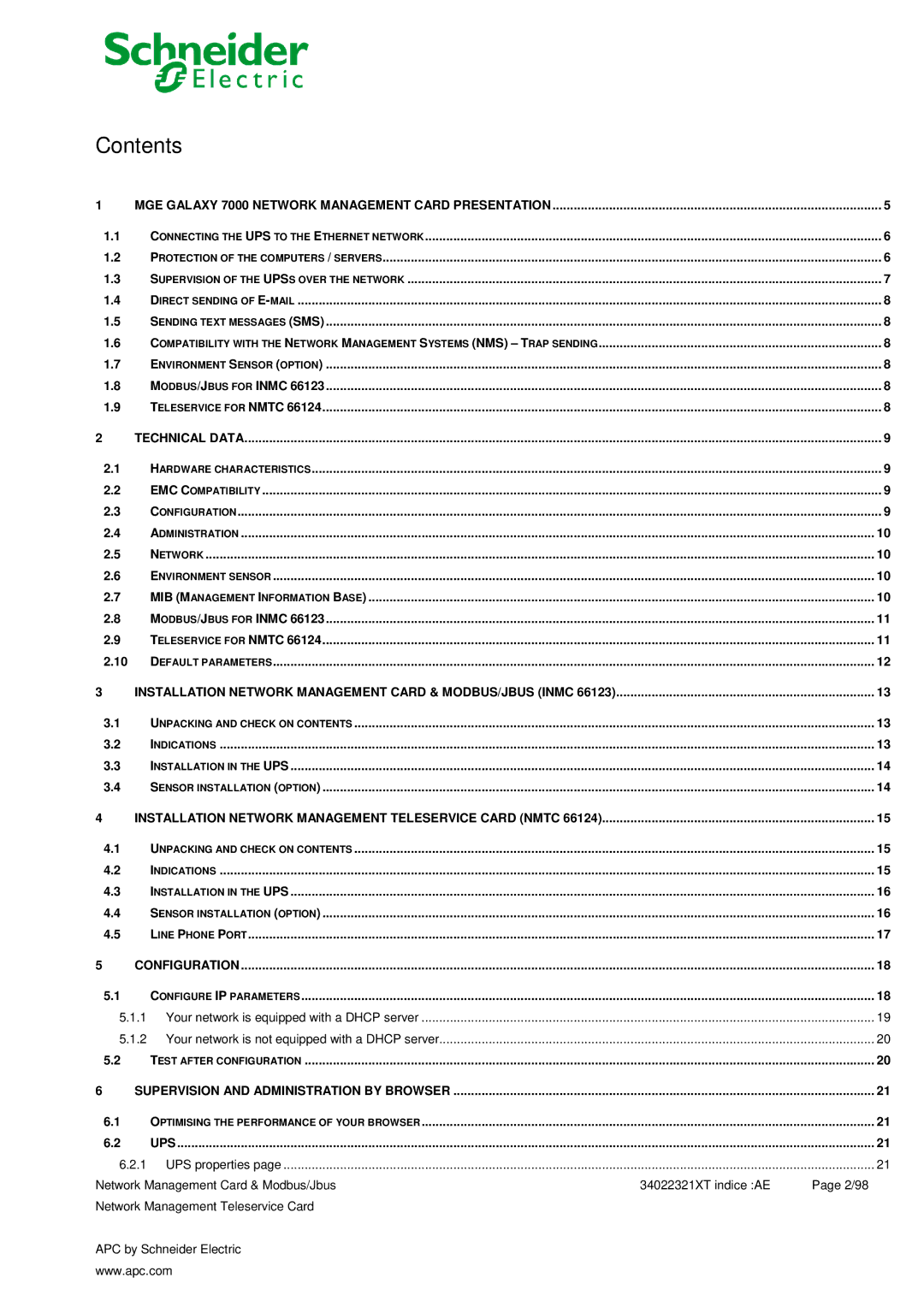 Schneider Electric 66124, 66123 user manual Contents 