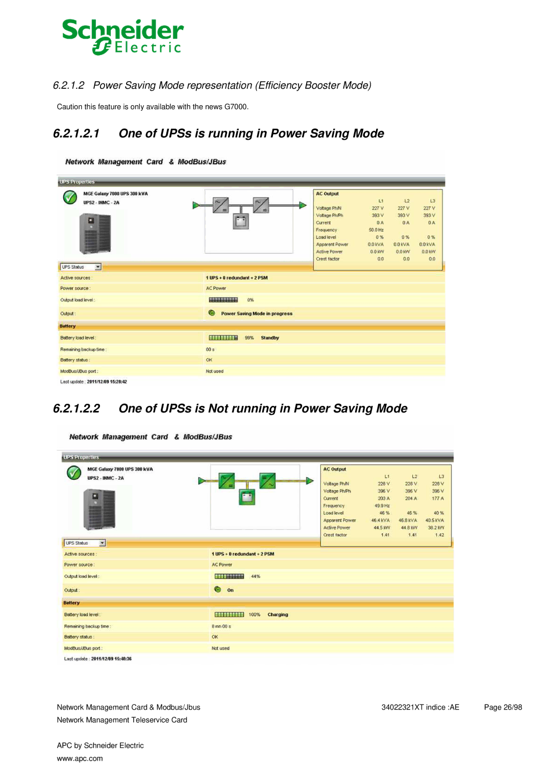 Schneider Electric 66124, 66123 user manual Power Saving Mode representation Efficiency Booster Mode 