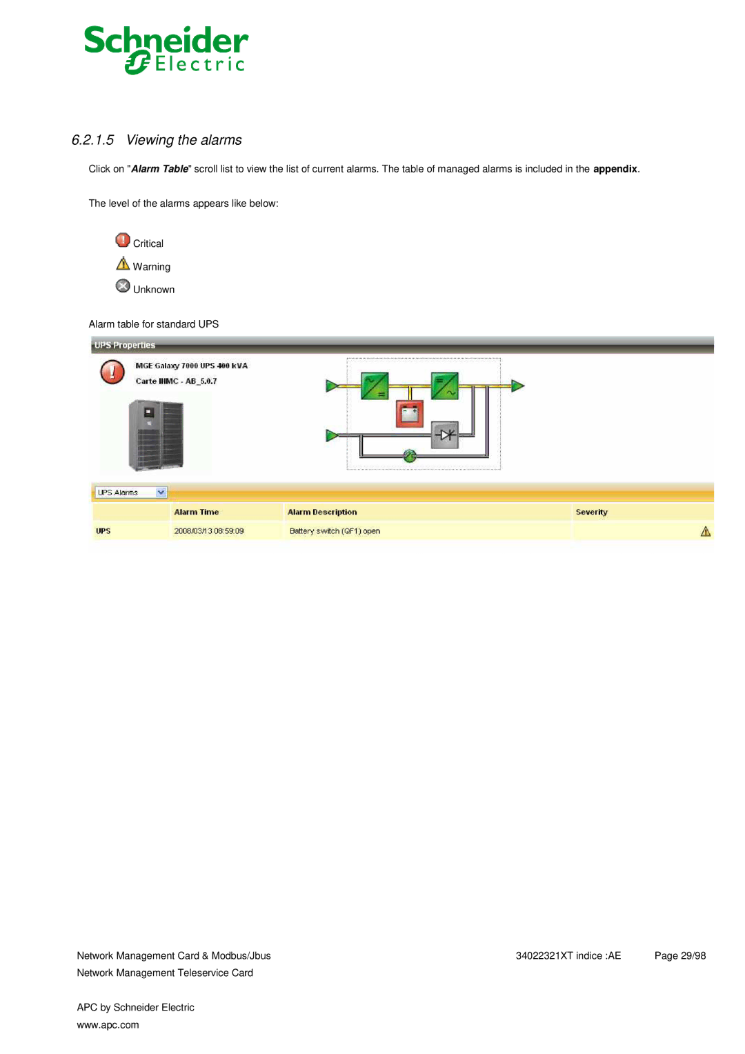 Schneider Electric 66123, 66124 user manual Viewing the alarms 