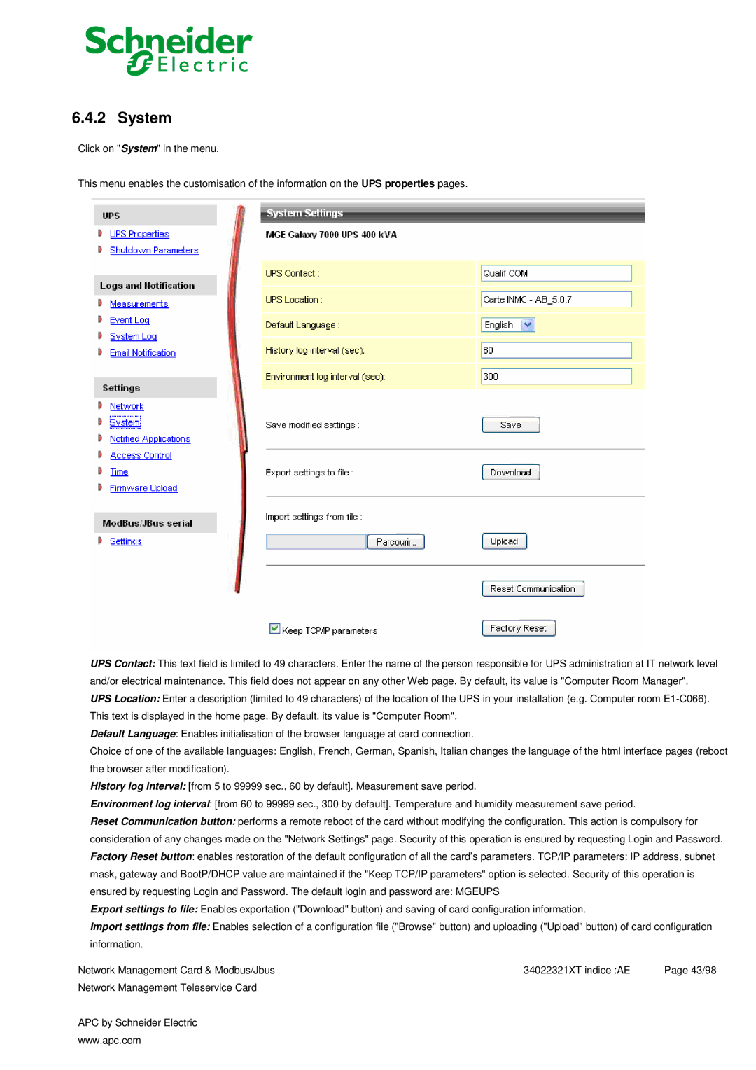 Schneider Electric 66123, 66124 user manual System 