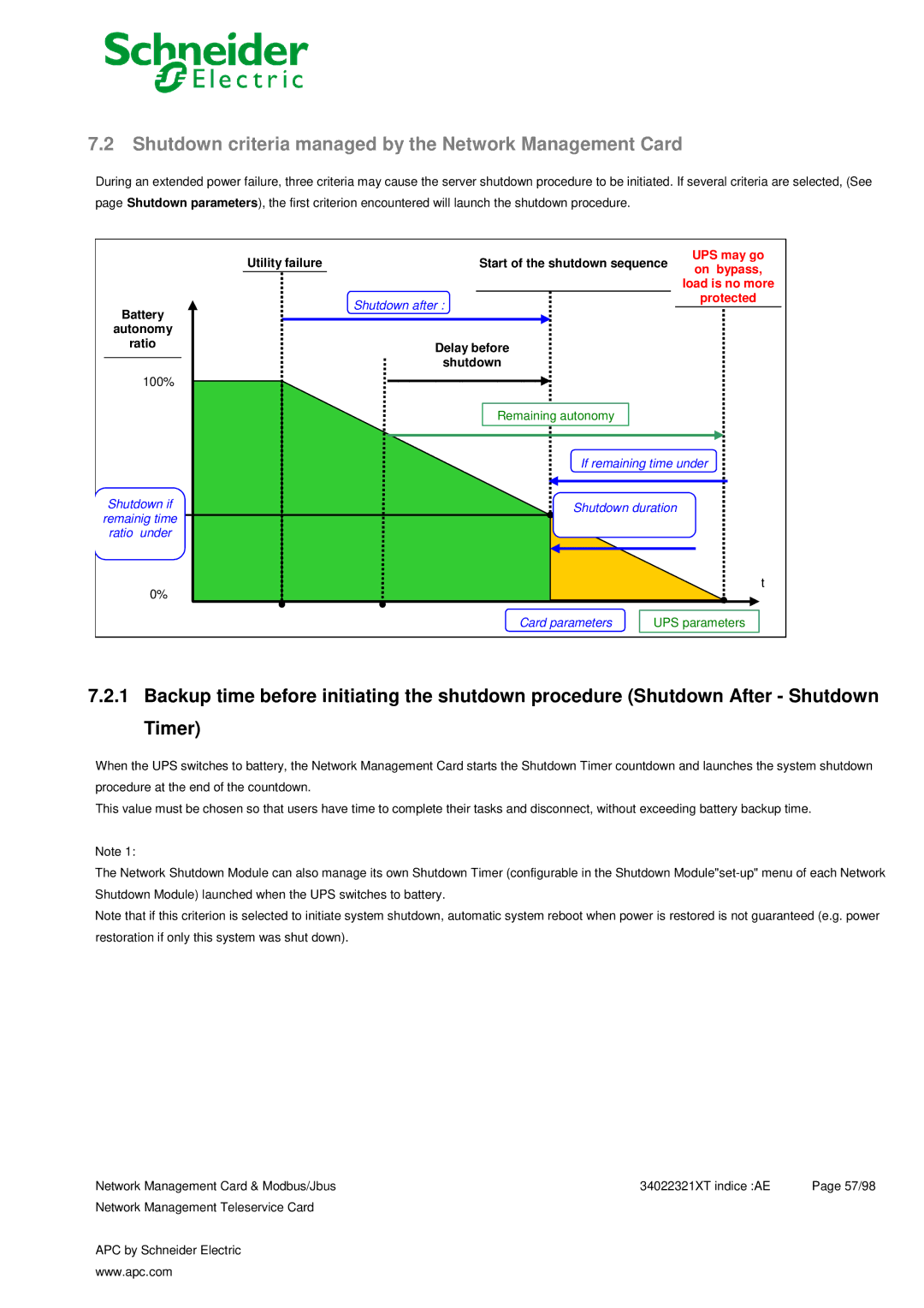 Schneider Electric 66123, 66124 user manual Shutdown criteria managed by the Network Management Card 