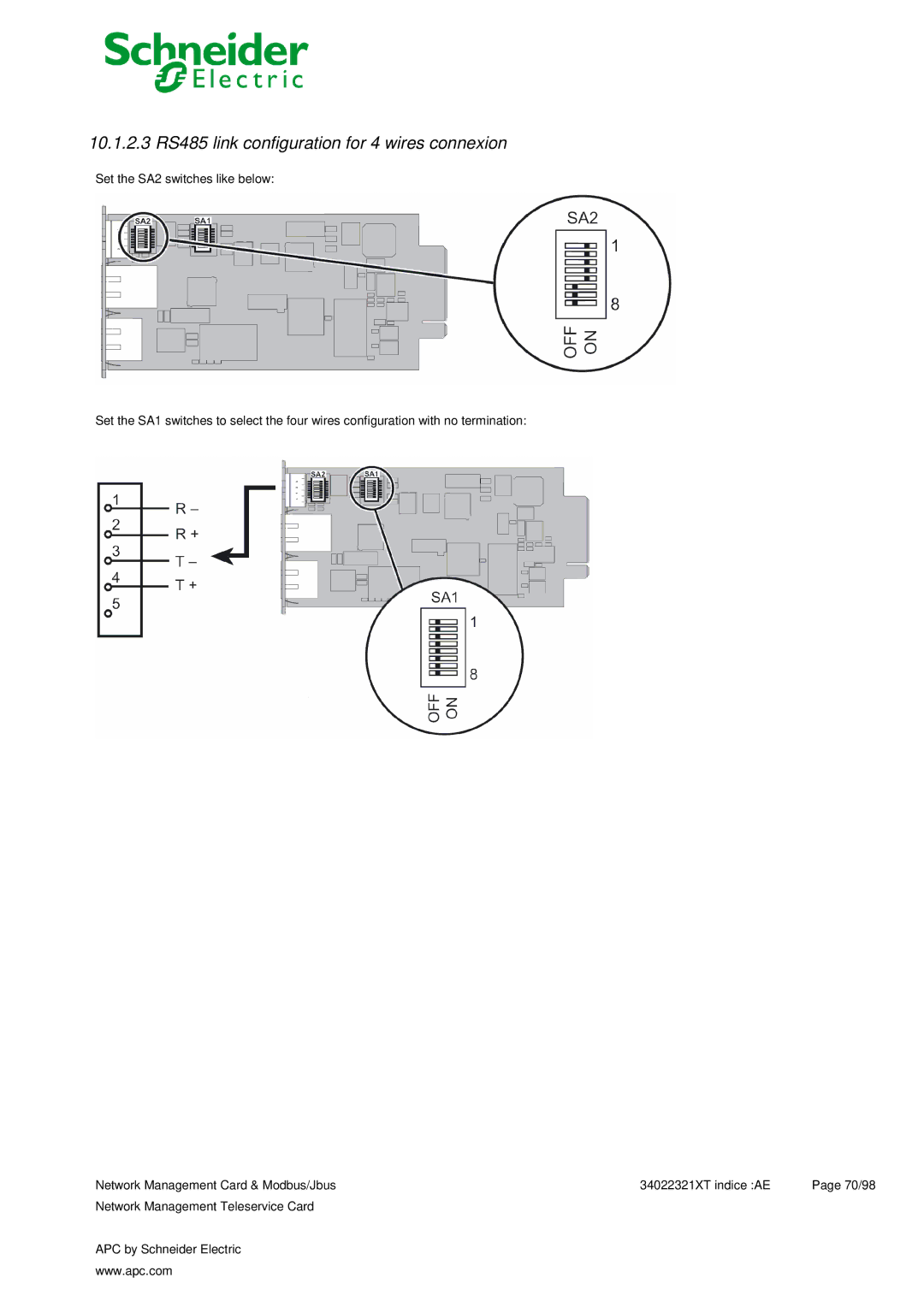 Schneider Electric 66124, 66123 user manual 10.1.2.3 RS485 link configuration for 4 wires connexion 