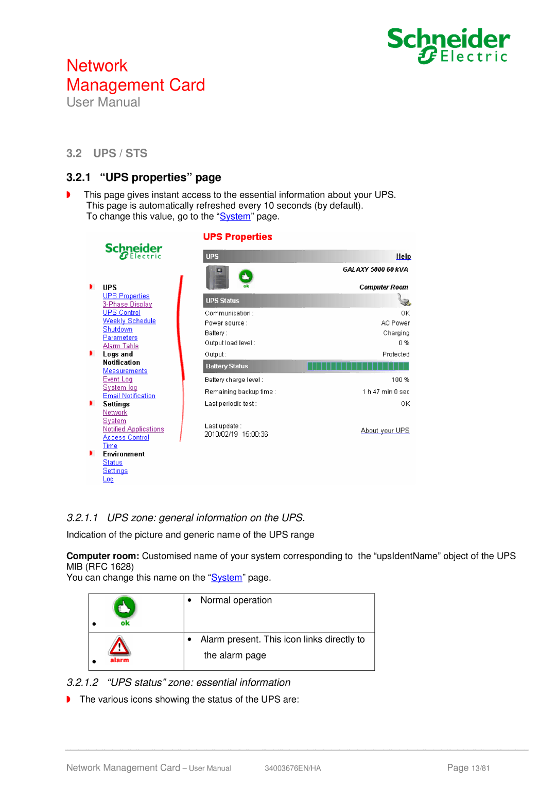 Schneider Electric 66074, 66846 user manual Ups / Sts, UPS properties, UPS zone general information on the UPS 