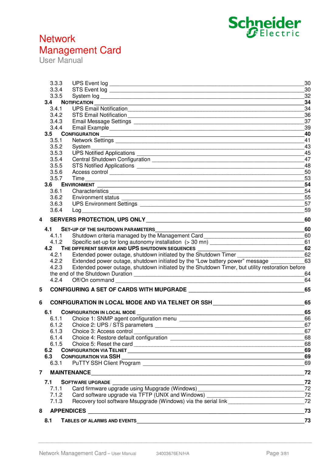 Schneider Electric 66074, 66846 user manual Notification, Environment, Configuration VIA Telnet Configuration VIA SSH 